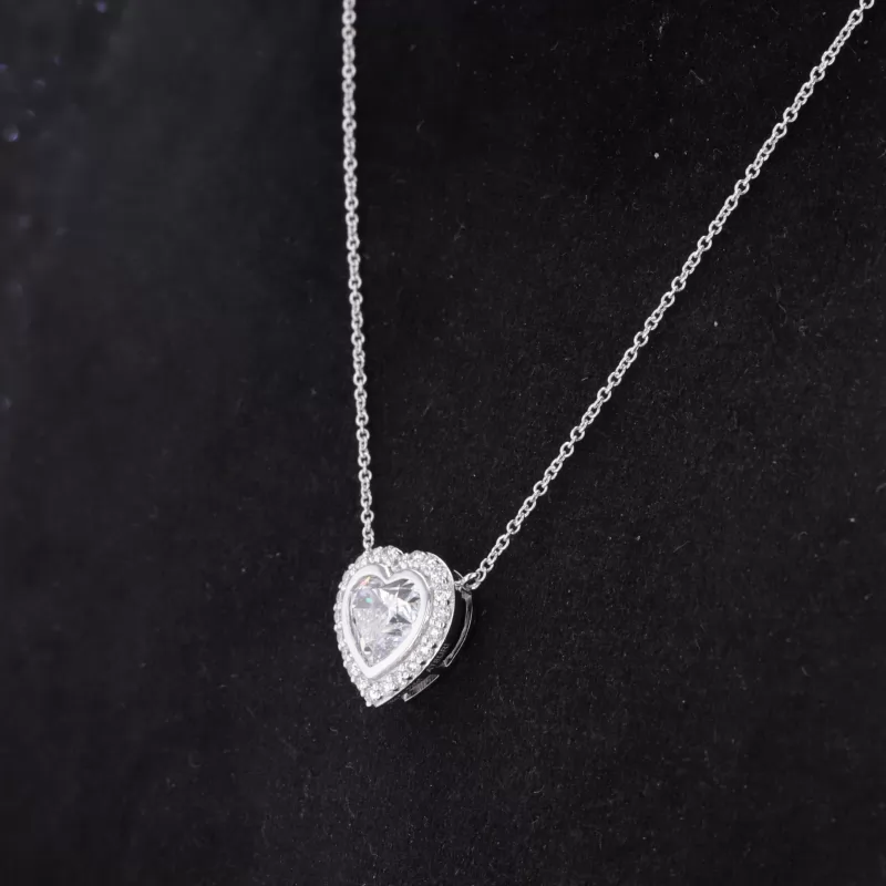 6.8×7.87mm Heart Cut Lab Grown Diamond 18K White Gold Diamond Pendant Necklace