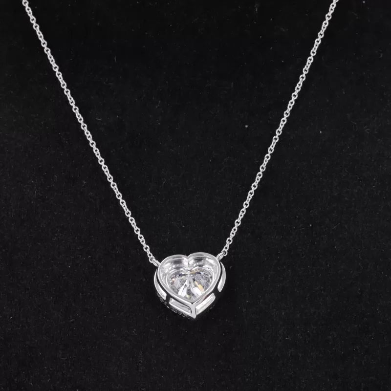 6.8×7.87mm Heart Cut Lab Grown Diamond 18K White Gold Diamond Pendant Necklace