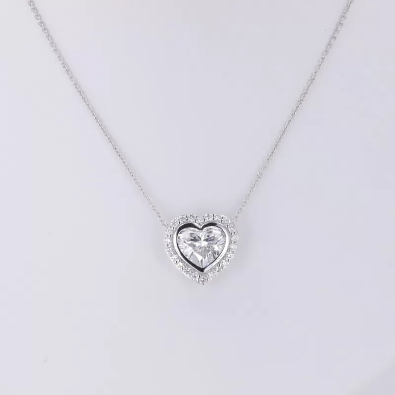 6.8×7.87mm Heart Cut Lab Grown Diamond 18K White Gold Diamond Pendant Necklace