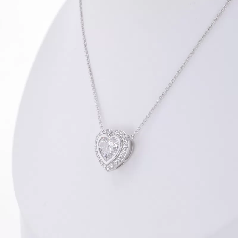 6.8×7.87mm Heart Cut Lab Grown Diamond 18K White Gold Diamond Pendant Necklace