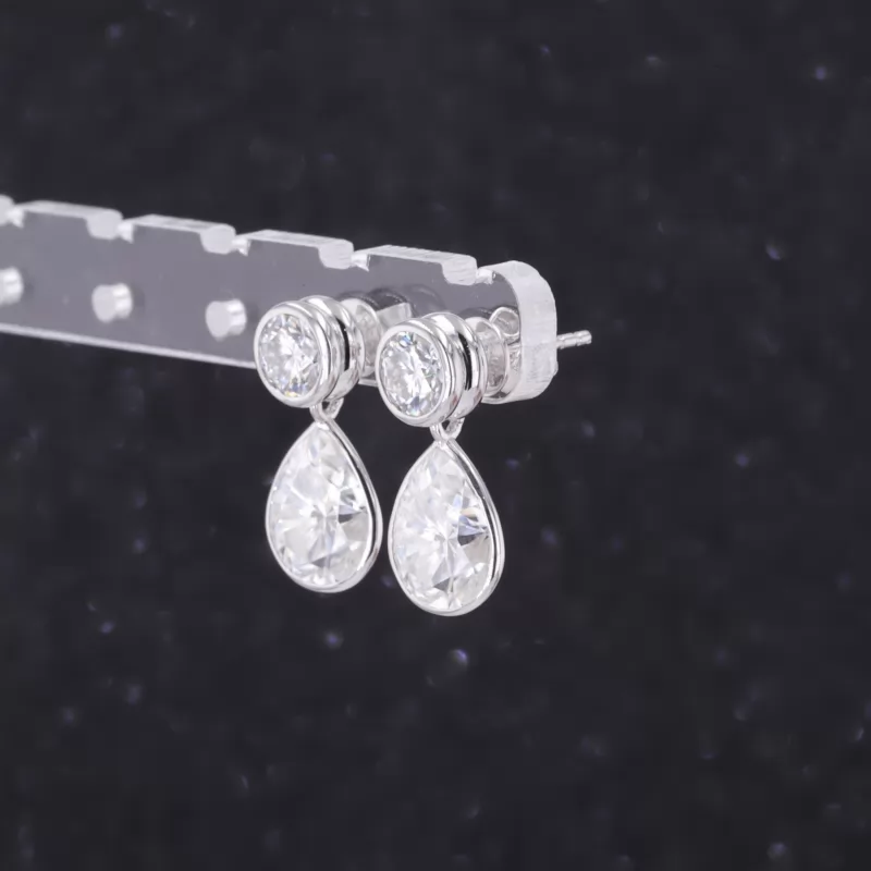 7×9mm Pear Cut Moissanite PT950 Diamond Earrings