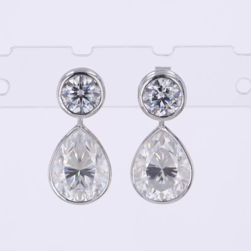 7×9mm Pear Cut Moissanite PT950 Diamond Earrings