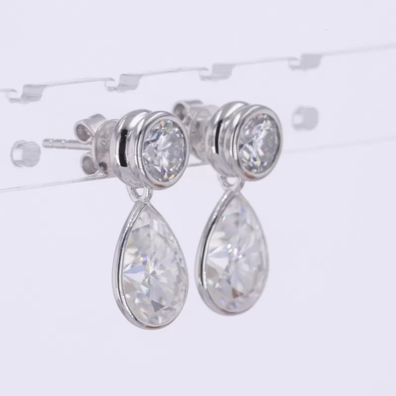 7×9mm Pear Cut Moissanite PT950 Diamond Earrings