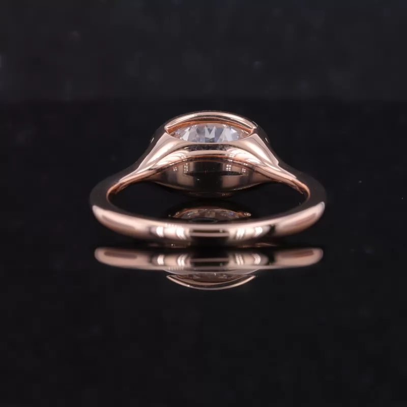 10.1×7.25mm Oval Cut Lab Grown Diamond Bezel Set 10K Rose Gold Solitaire Engagement Ring