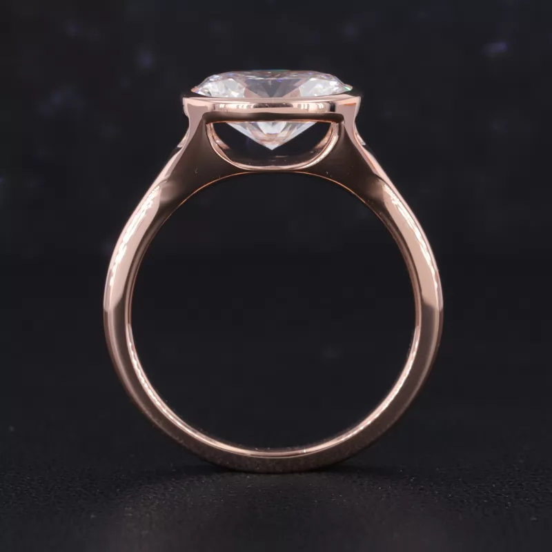 10.1×7.25mm Oval Cut Lab Grown Diamond Bezel Set 10K Rose Gold Solitaire Engagement Ring