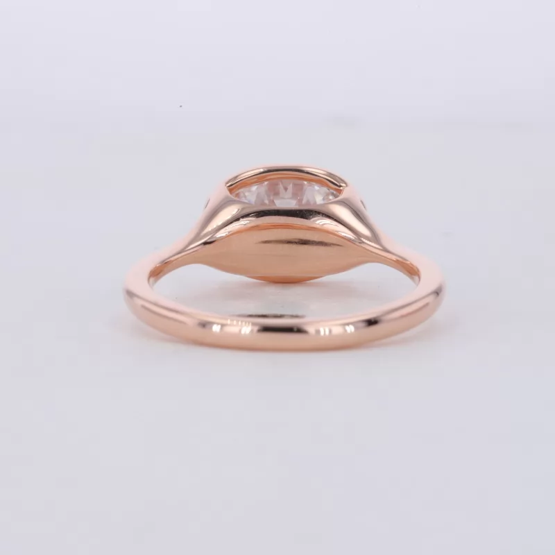 10.1×7.25mm Oval Cut Lab Grown Diamond Bezel Set 10K Rose Gold Solitaire Engagement Ring