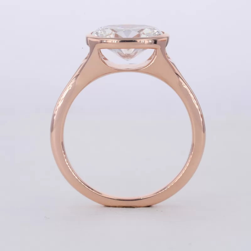 10.1×7.25mm Oval Cut Lab Grown Diamond Bezel Set 10K Rose Gold Solitaire Engagement Ring