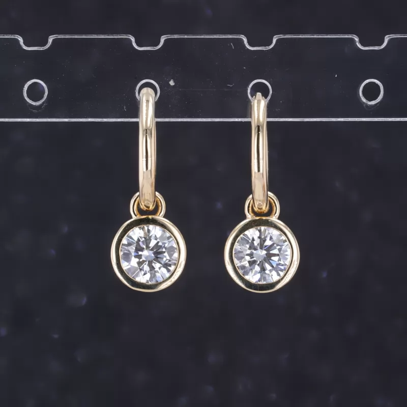 5.4mm Round Brilliant Cut Lab Grown Diamond 14K Yellow Gold Diamond Earrings