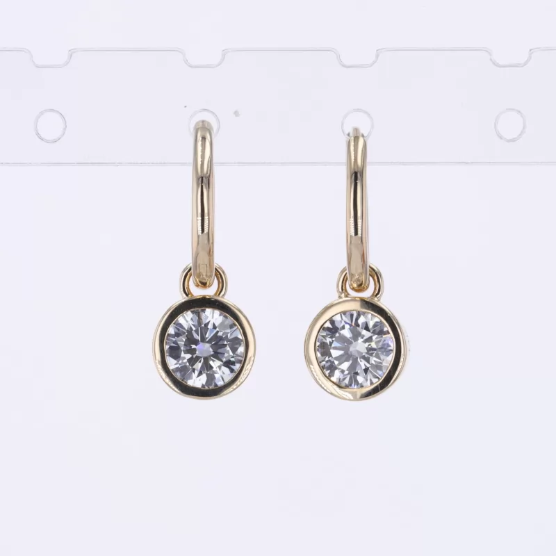 5.4mm Round Brilliant Cut Lab Grown Diamond 14K Yellow Gold Diamond Earrings