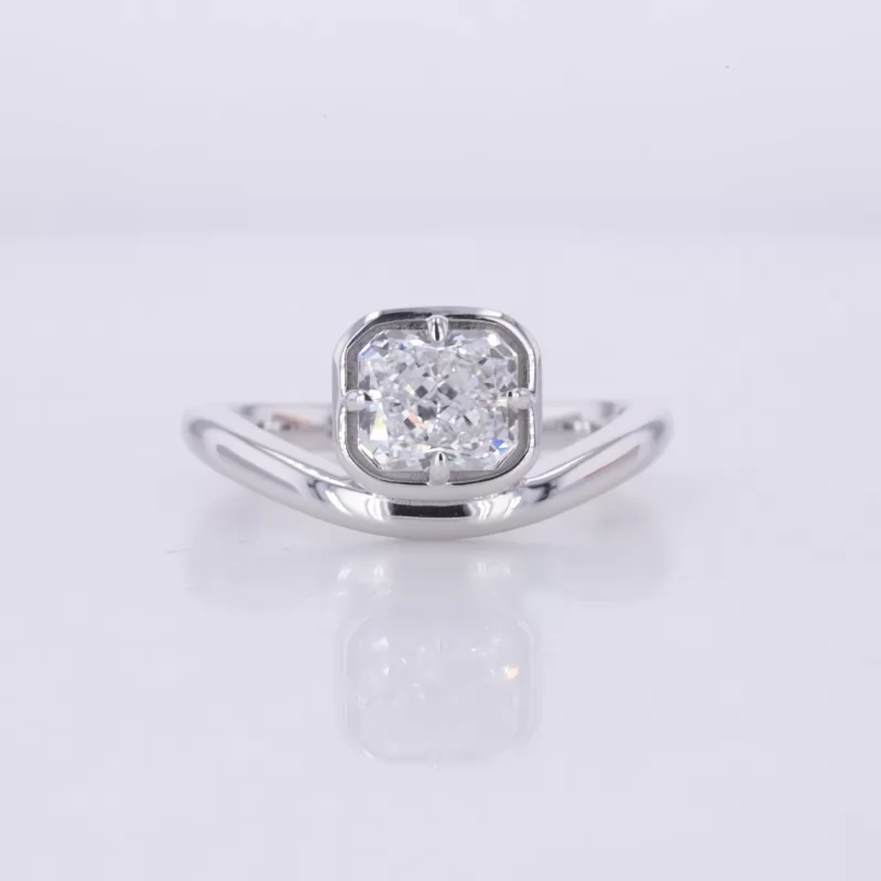 6.25×5.48mm Radiant Cut Lab Grown Diamond 10K White Gold Solitaire Engagement Ring