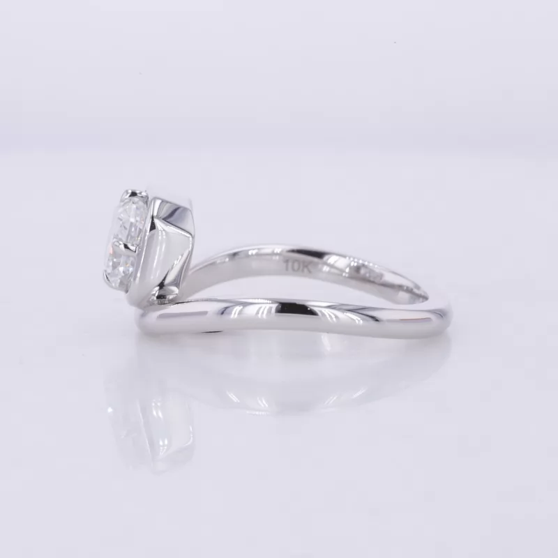 6.25×5.48mm Radiant Cut Lab Grown Diamond 10K White Gold Solitaire Engagement Ring