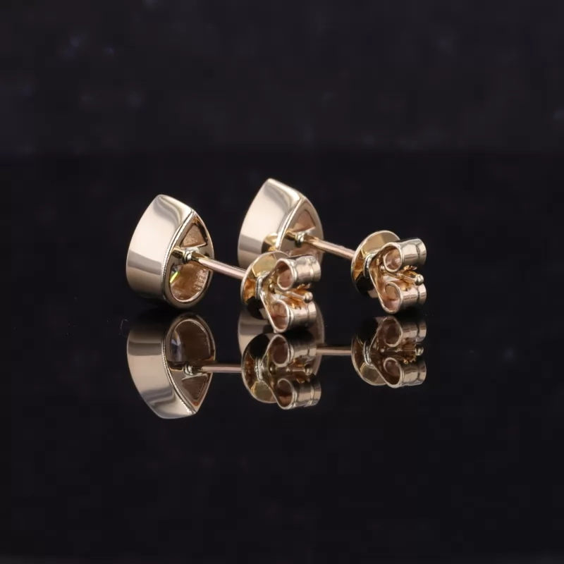 4×6mm Pear Cut Lab Grown Diamond Bezel Set 10K Yellow Gold Diamond Stud Earrings