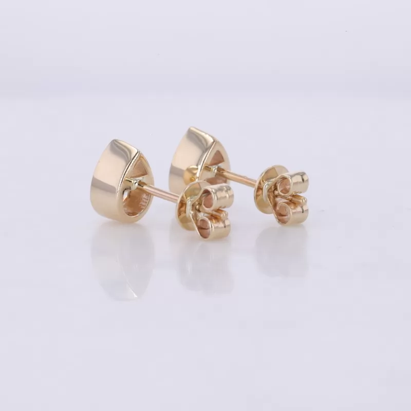 4×6mm Pear Cut Lab Grown Diamond Bezel Set 10K Yellow Gold Diamond Stud Earrings
