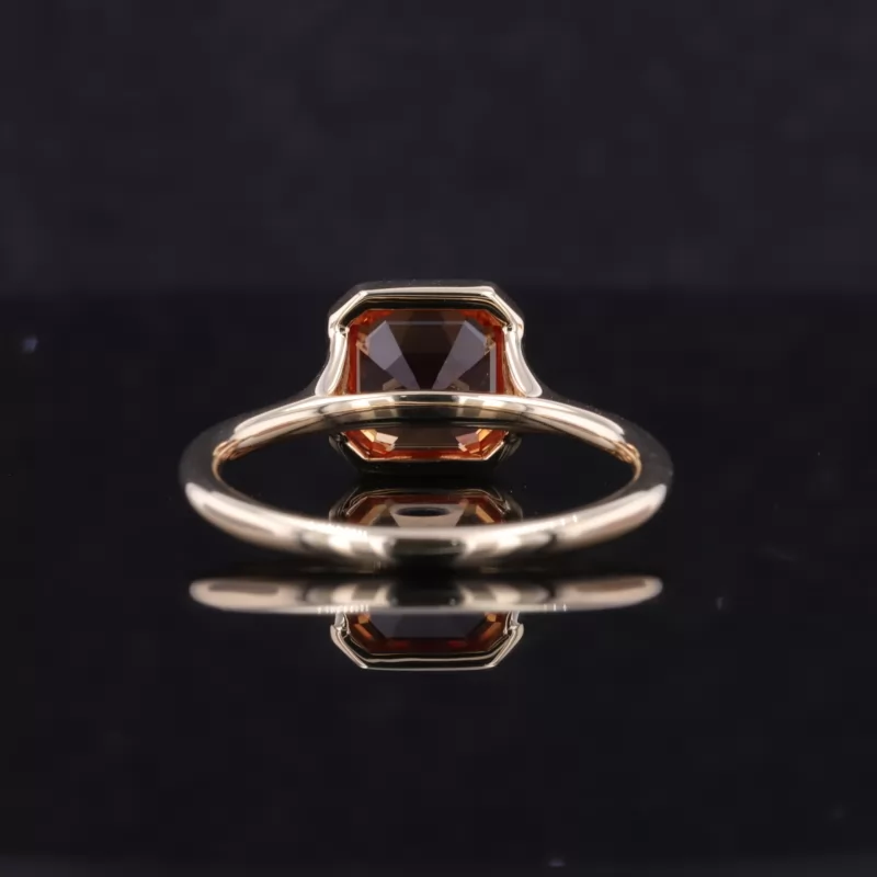 8×8mm Asscher Cut Colour Gemstones Bezel Set Solitaire Engagement Rings