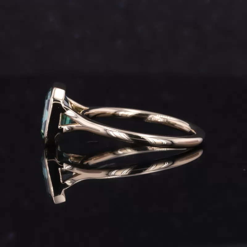 8×8mm Asscher Cut Colour Gemstones Bezel Set Solitaire Engagement Rings