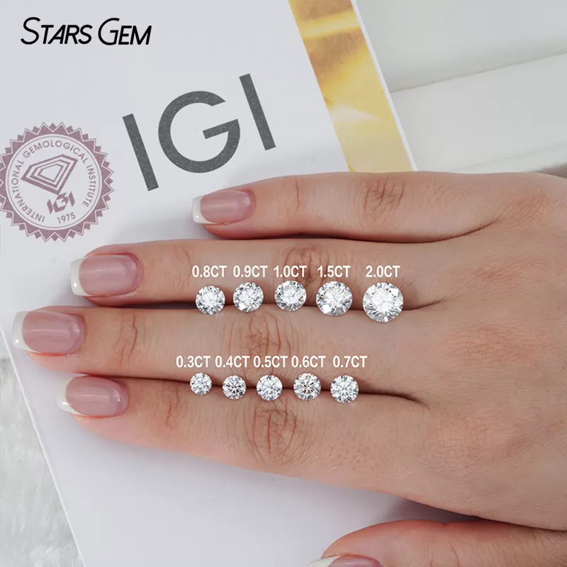 0.3ct to 10.0ct Round Shape CVD HPHT Lab Grown Diamond With IGI Certificate