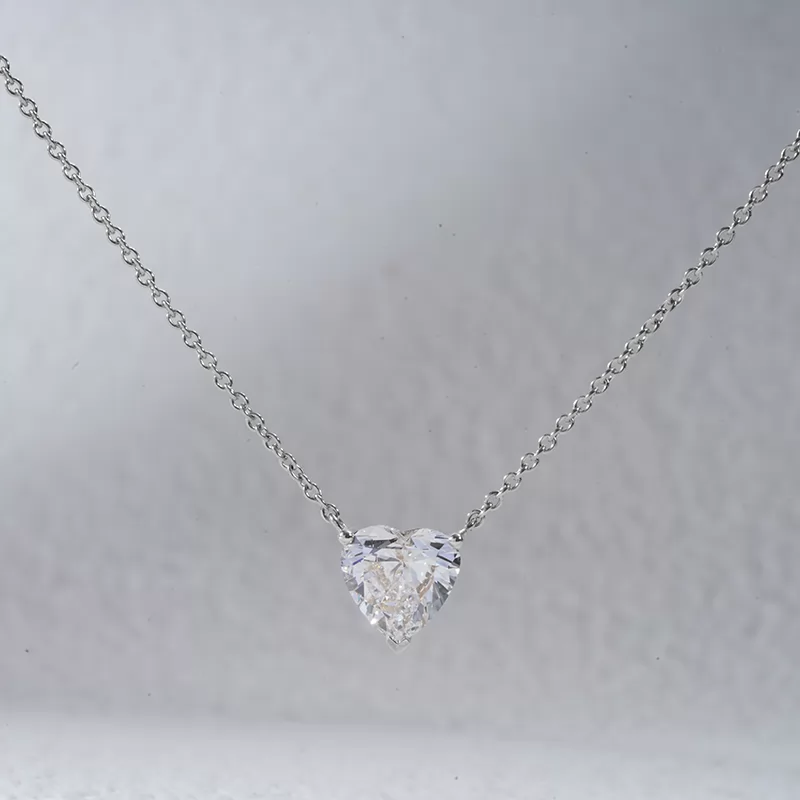 18K White Gold Necklaces 1.0ct Heart Cut Lab Grown Diamond Pendant