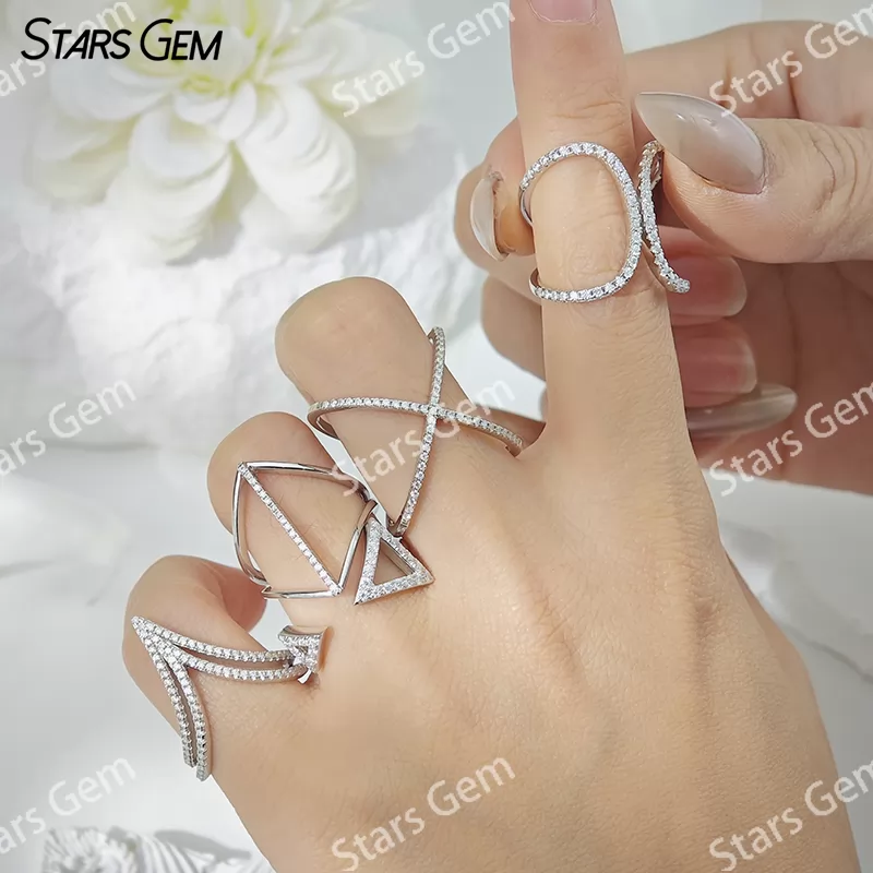 Round Brilliant Cut Moissanite S925 Sterling Silver Fancy Design Eternity Wedding Ring