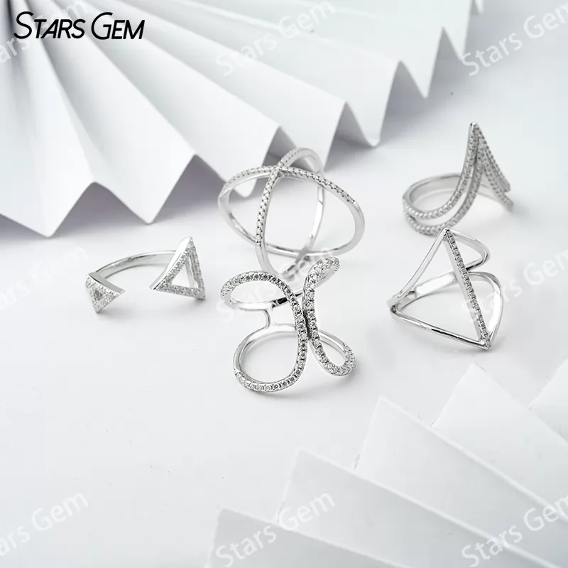 Round Brilliant Cut Moissanite S925 Sterling Silver Fancy Design Eternity Wedding Ring
