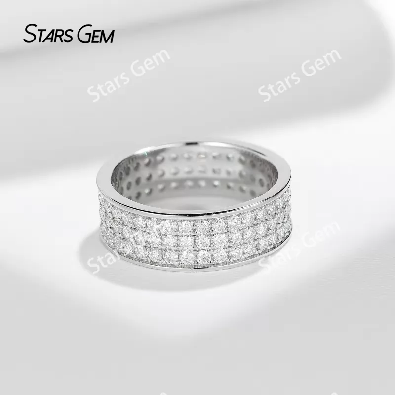1.5mm Round Brilliant Cut Moissanite S925 Sterling Silver Diamond Eternity Ring