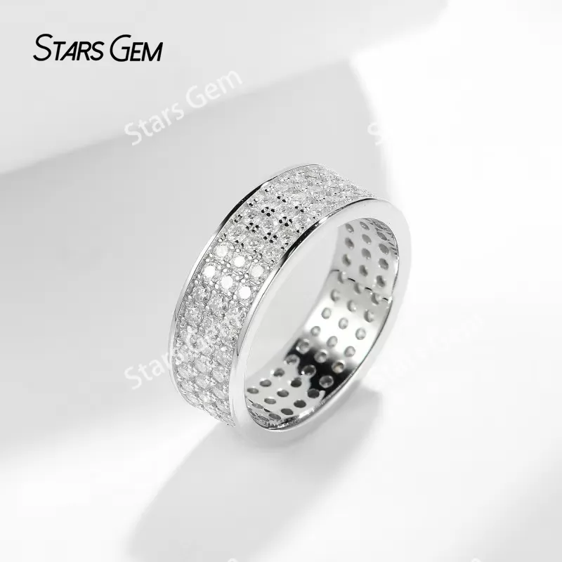 1.5mm Round Brilliant Cut Moissanite S925 Sterling Silver Diamond Eternity Ring