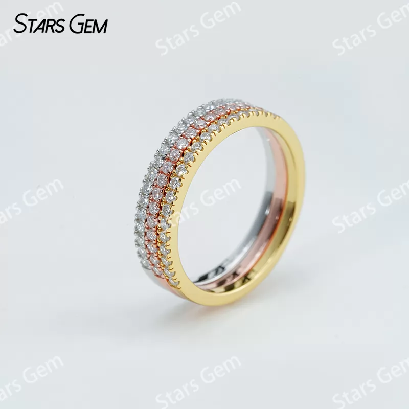 1.5mm Round Brilliant Cut Moissanite S925 Sterling Silver Diamond Eternity Ring