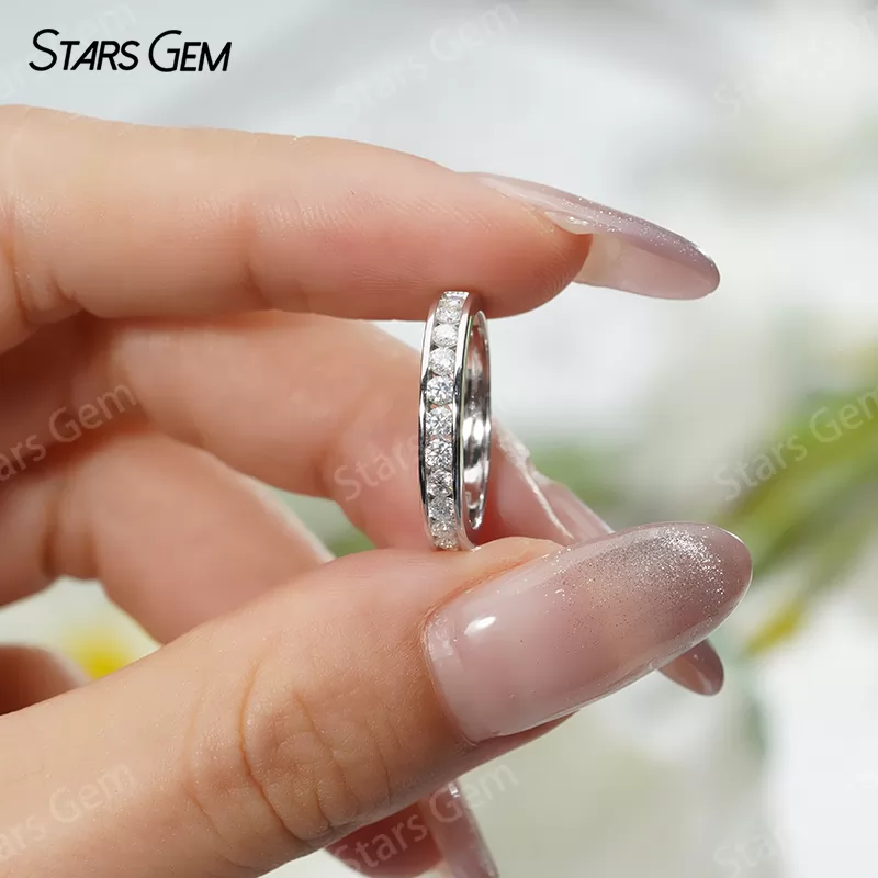 2mm Round Brilliant Cut Moissanite S925 Sterling Silver Diamond Eternity Ring
