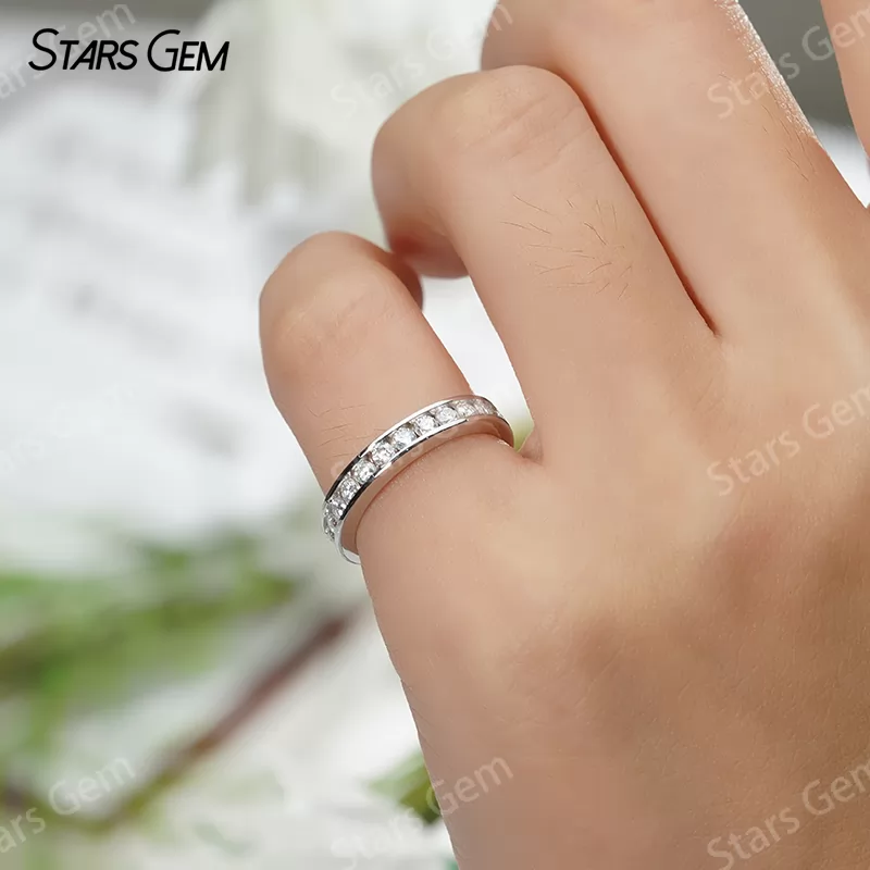 2mm Round Brilliant Cut Moissanite S925 Sterling Silver Diamond Eternity Ring