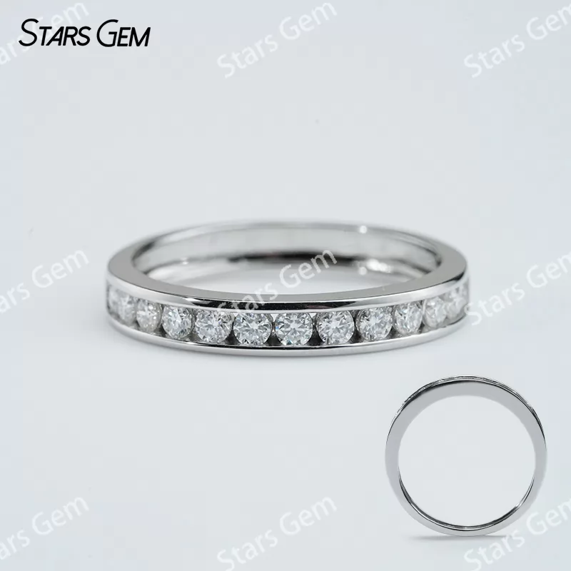 2mm Round Brilliant Cut Moissanite S925 Sterling Silver Diamond Eternity Ring
