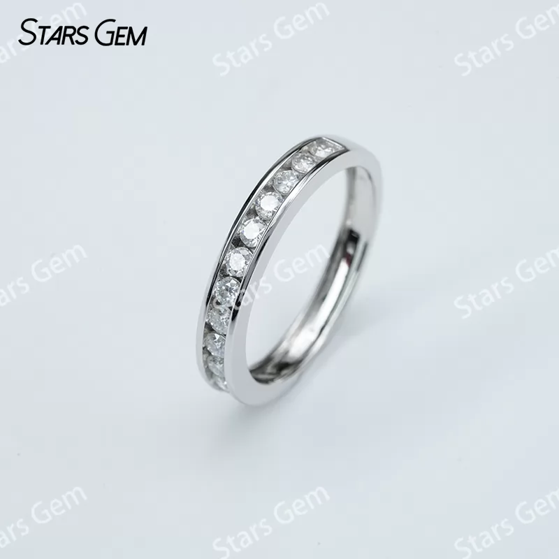 2mm Round Brilliant Cut Moissanite S925 Sterling Silver Diamond Eternity Ring