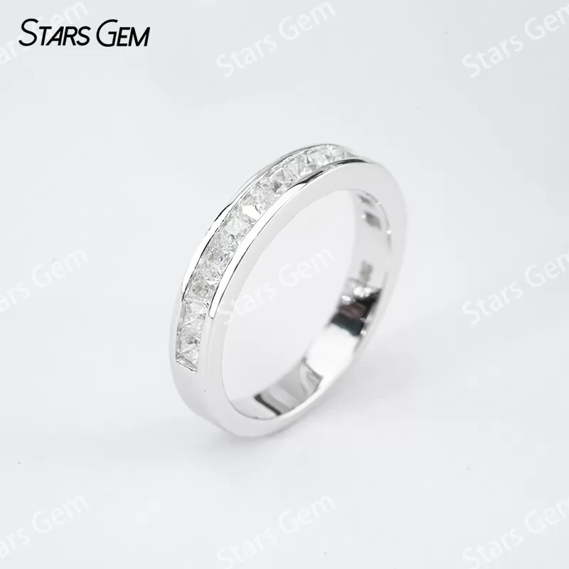 2×2mm Princess Cut Moissanite S925 Sterling Silver Diamond Eternity Ring