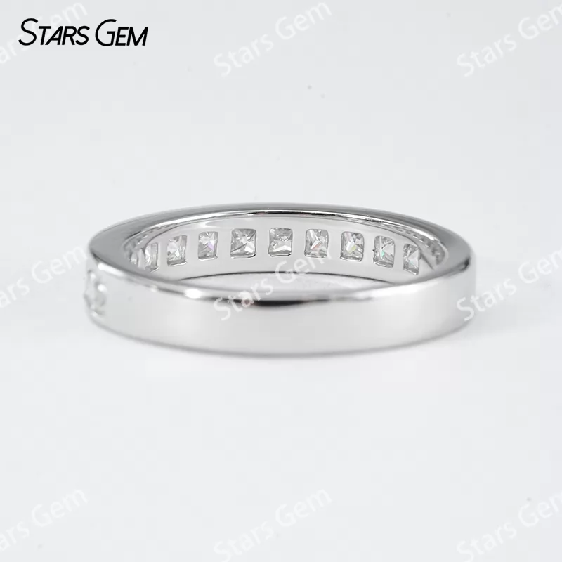 2×2mm Princess Cut Moissanite S925 Sterling Silver Diamond Eternity Ring