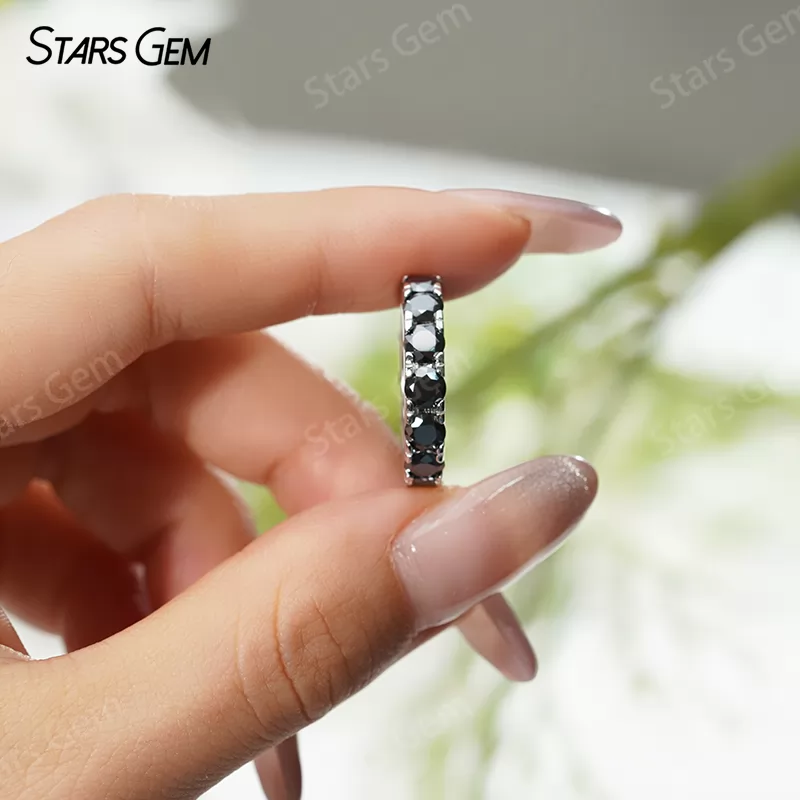 4mm Round Brilliant Cut Moissanite S925 Sterling Silver Diamond Eternity Ring