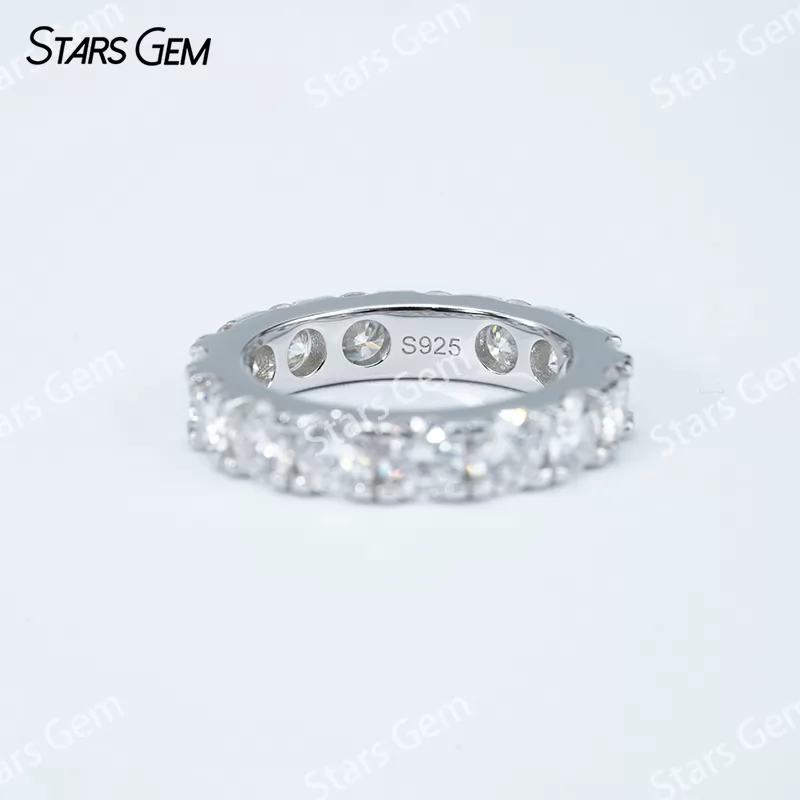 4mm Round Brilliant Cut Moissanite S925 Sterling Silver Diamond Eternity Ring