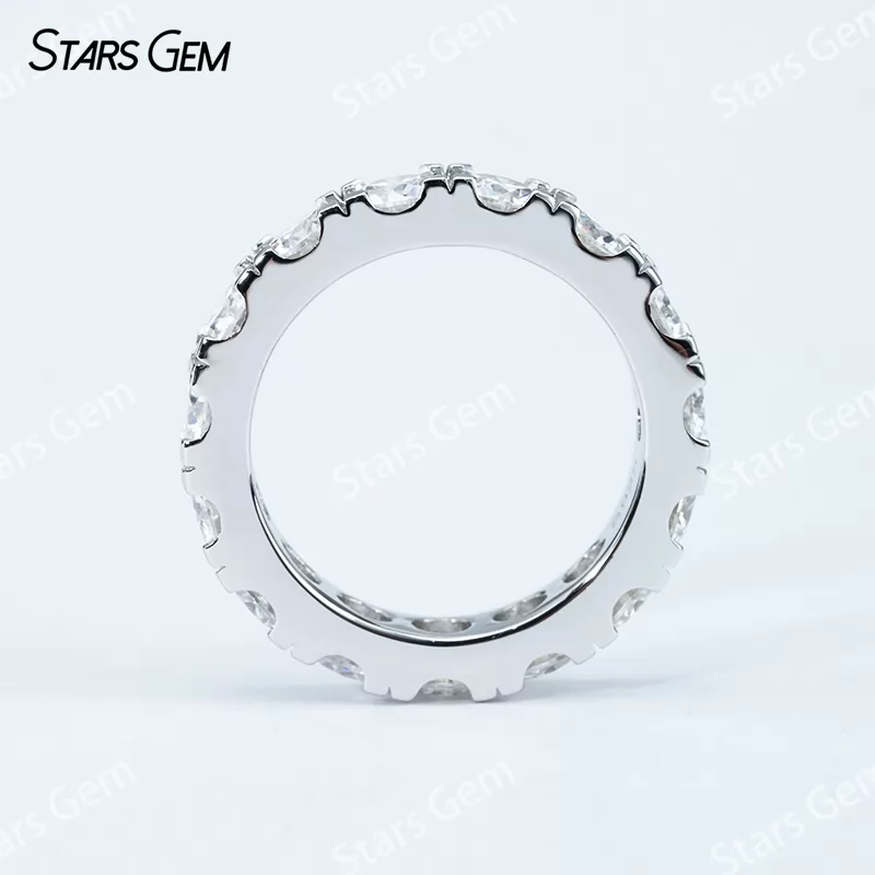 4mm Round Brilliant Cut Moissanite S925 Sterling Silver Diamond Eternity Ring