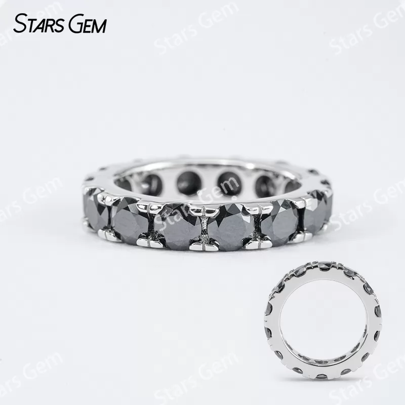 4mm Round Brilliant Cut Moissanite S925 Sterling Silver Diamond Eternity Ring