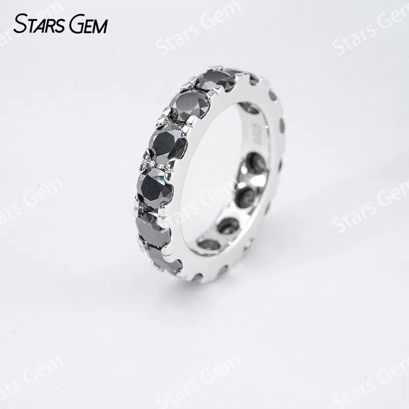 4mm Round Brilliant Cut Moissanite S925 Sterling Silver Diamond Eternity Ring