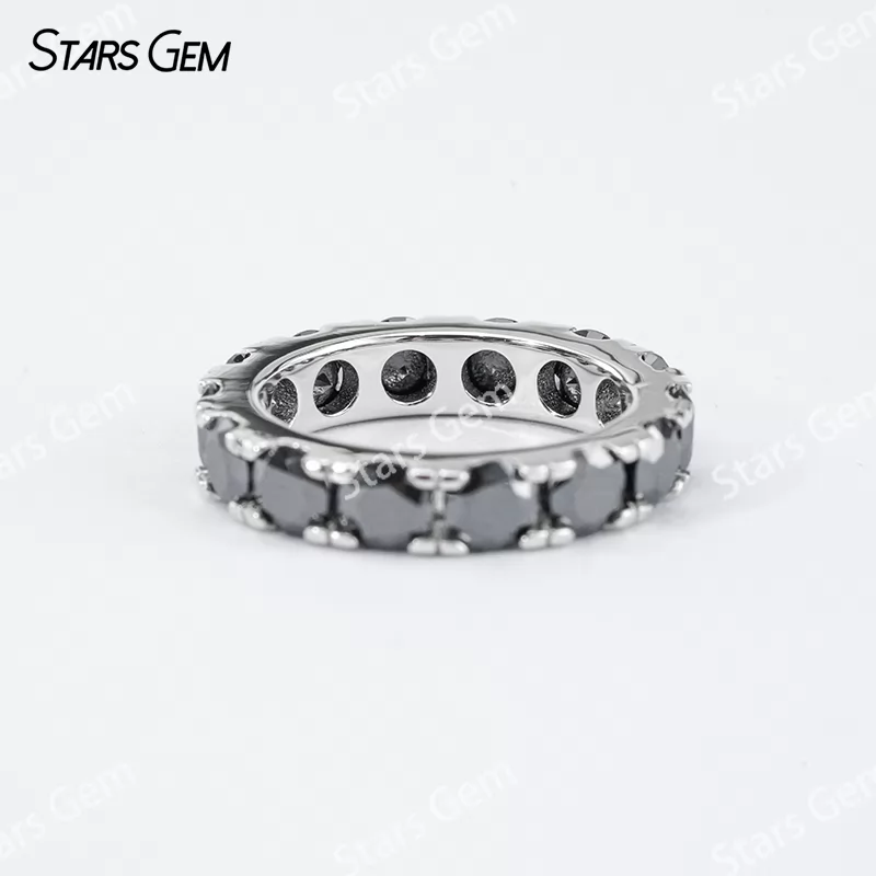 4mm Round Brilliant Cut Moissanite S925 Sterling Silver Diamond Eternity Ring