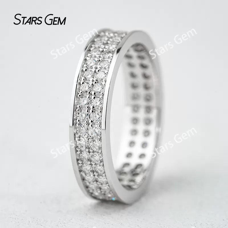 1.5mm Round Brilliant Cut Moissanite S925 Sterling Silver Diamond Eternity Ring