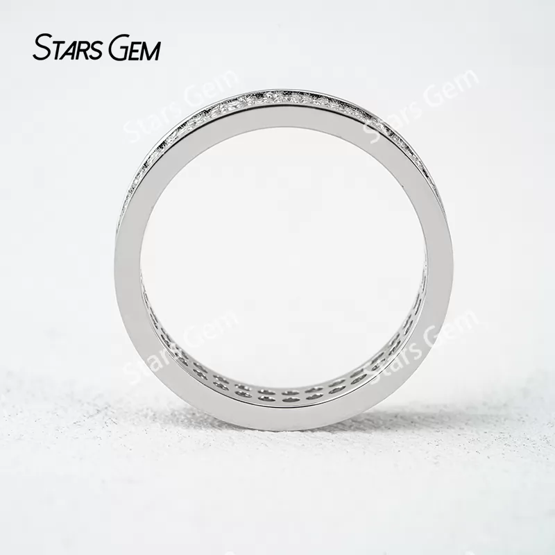 1.5mm Round Brilliant Cut Moissanite S925 Sterling Silver Diamond Eternity Ring