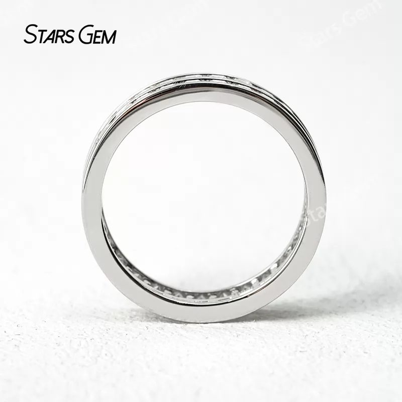 2×2mm Princess Cut Moissanite S925 Sterling Silver Diamond Eternity Ring
