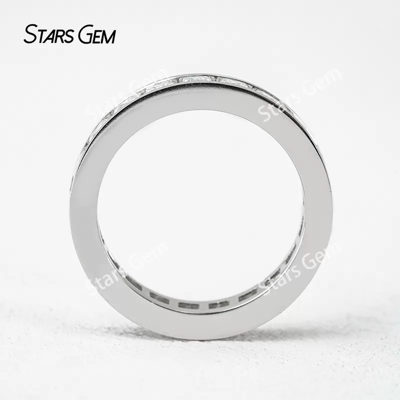 3×3mm Princess Cut Moissanite S925 Sterling Silver Diamond Eternity Ring