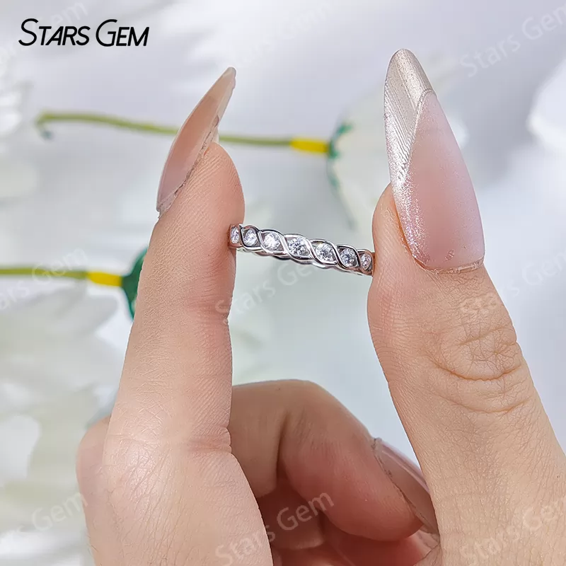 1.8mm Round Brilliant Cut Moissanite S925 Sterling Silver Diamond Eternity Ring