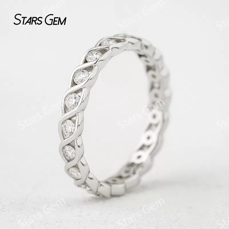1.8mm Round Brilliant Cut Moissanite S925 Sterling Silver Diamond Eternity Ring