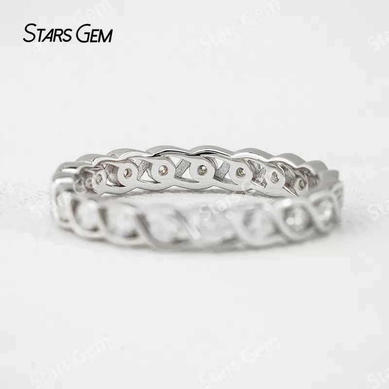 1.8mm Round Brilliant Cut Moissanite S925 Sterling Silver Diamond Eternity Ring