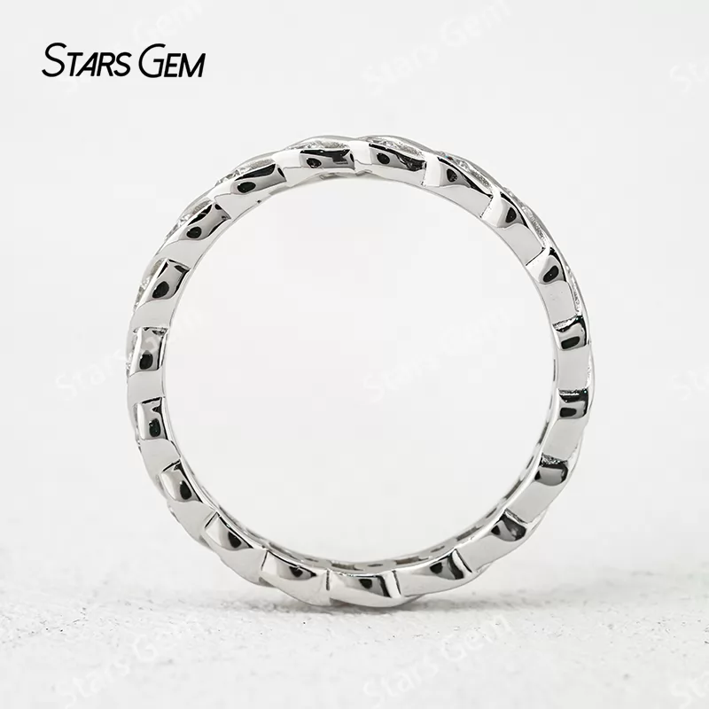 1.8mm Round Brilliant Cut Moissanite S925 Sterling Silver Diamond Eternity Ring