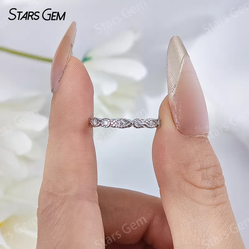 1.8mm Round Brilliant Cut Moissanite S925 Sterling Silver Diamond Eternity Ring