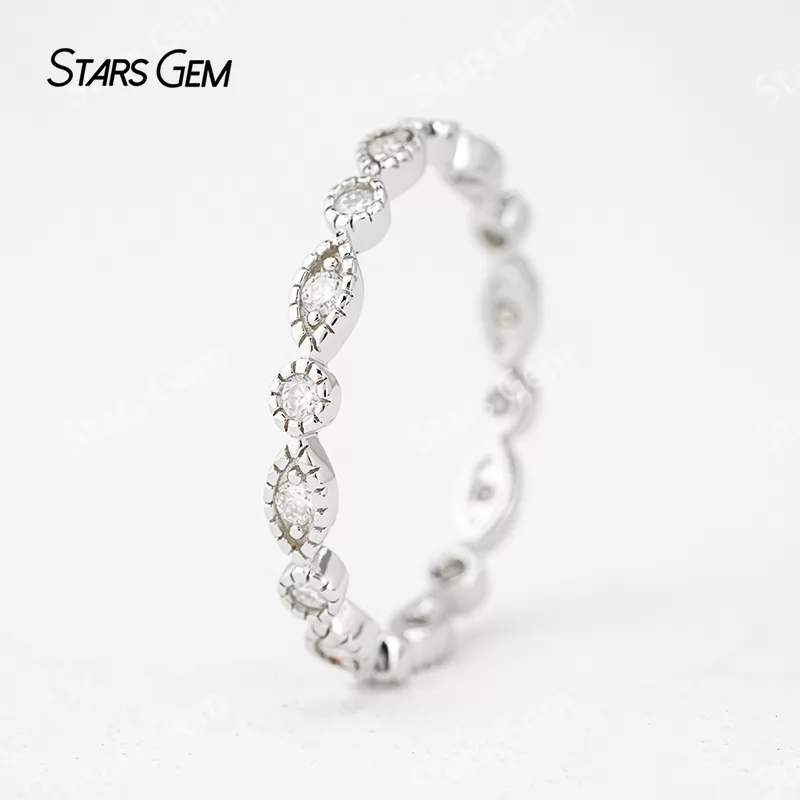 1.8mm Round Brilliant Cut Moissanite S925 Sterling Silver Diamond Eternity Ring