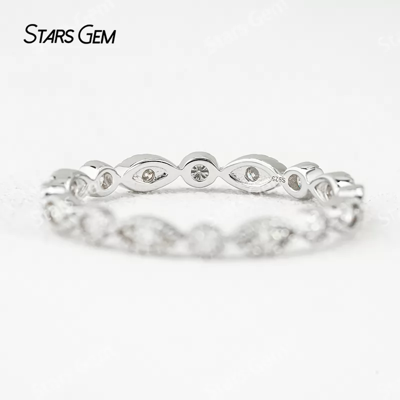 1.8mm Round Brilliant Cut Moissanite S925 Sterling Silver Diamond Eternity Ring
