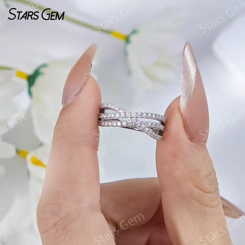 1.3mm Round Brilliant Cut Moissanite S925 Sterling Silver Diamond Eternity Ring